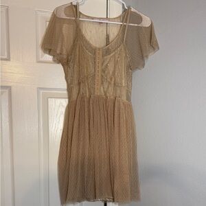Romeo & Juliet Couture Beige Mini Dress